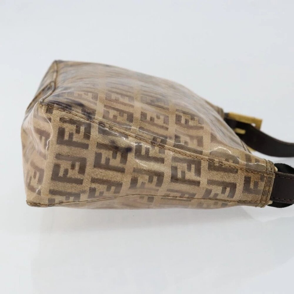 FENDI Zucchino Canvas Hand Bag Enamel Brown Gold - Picture 4 of 15